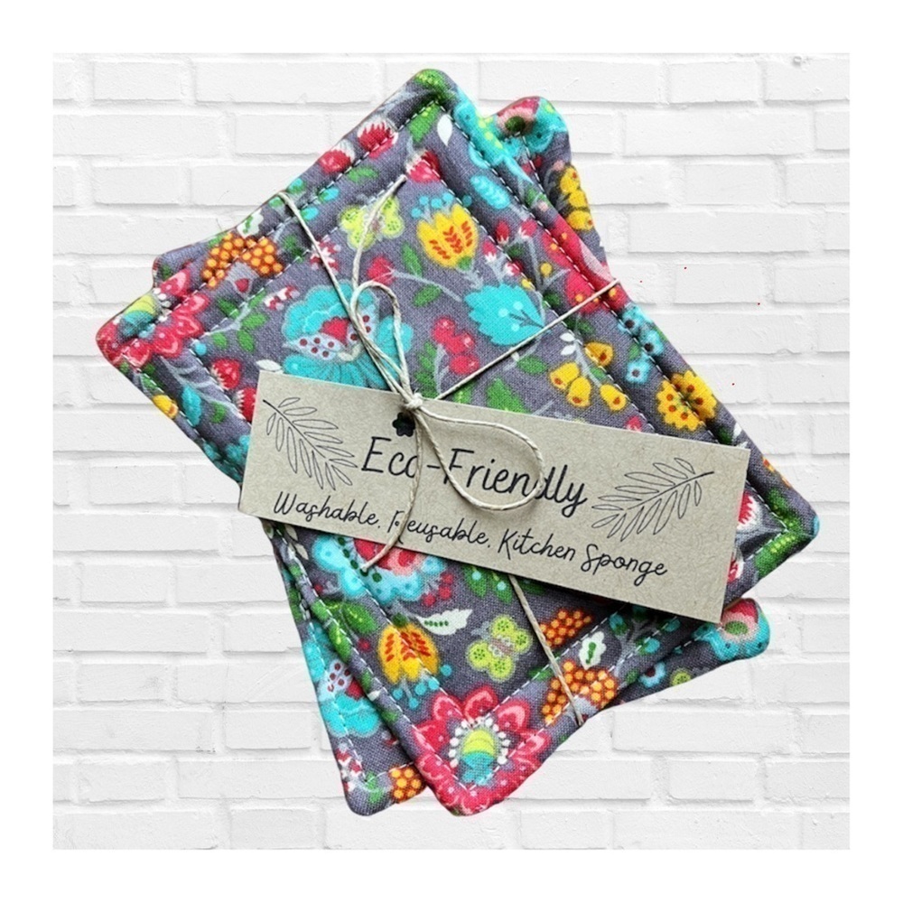 Eco Friendly Kitchen Sponge Scouring Pad 100% Cotton Handmade Cottagecore Decor